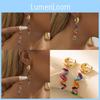 Stone Natural Elegant Earrings For Women Colorful Geometric Design With Chain Details