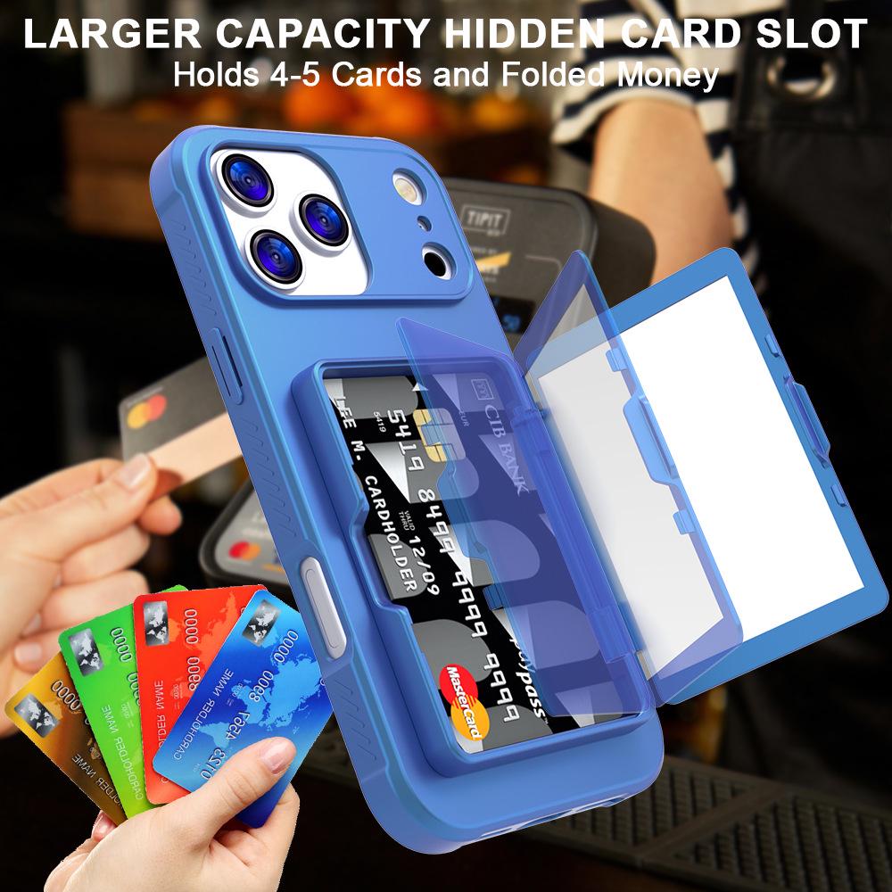 Apple 17 Pro Max Anti-Drop Mirror Stand Case with Side-Opening Card Holder