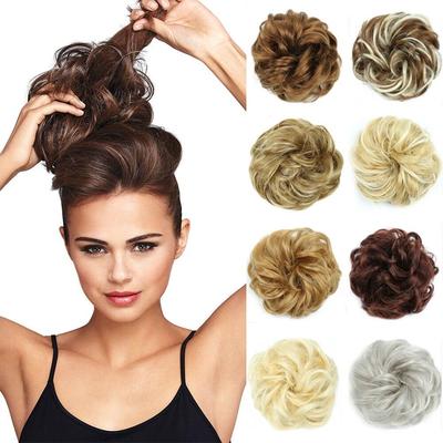 Elastico sintetico per capelli Scrunchie Ricci Chignon Corda per capelli Capelli naturali finti Panino Ricci Clip in coda di cavallo Extensio
