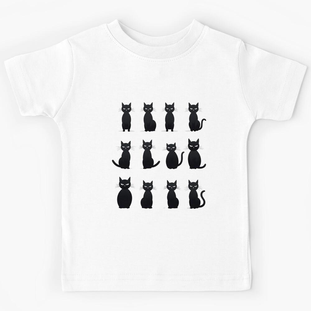 Cute Carton Black Cats Kids T-Shirt 160