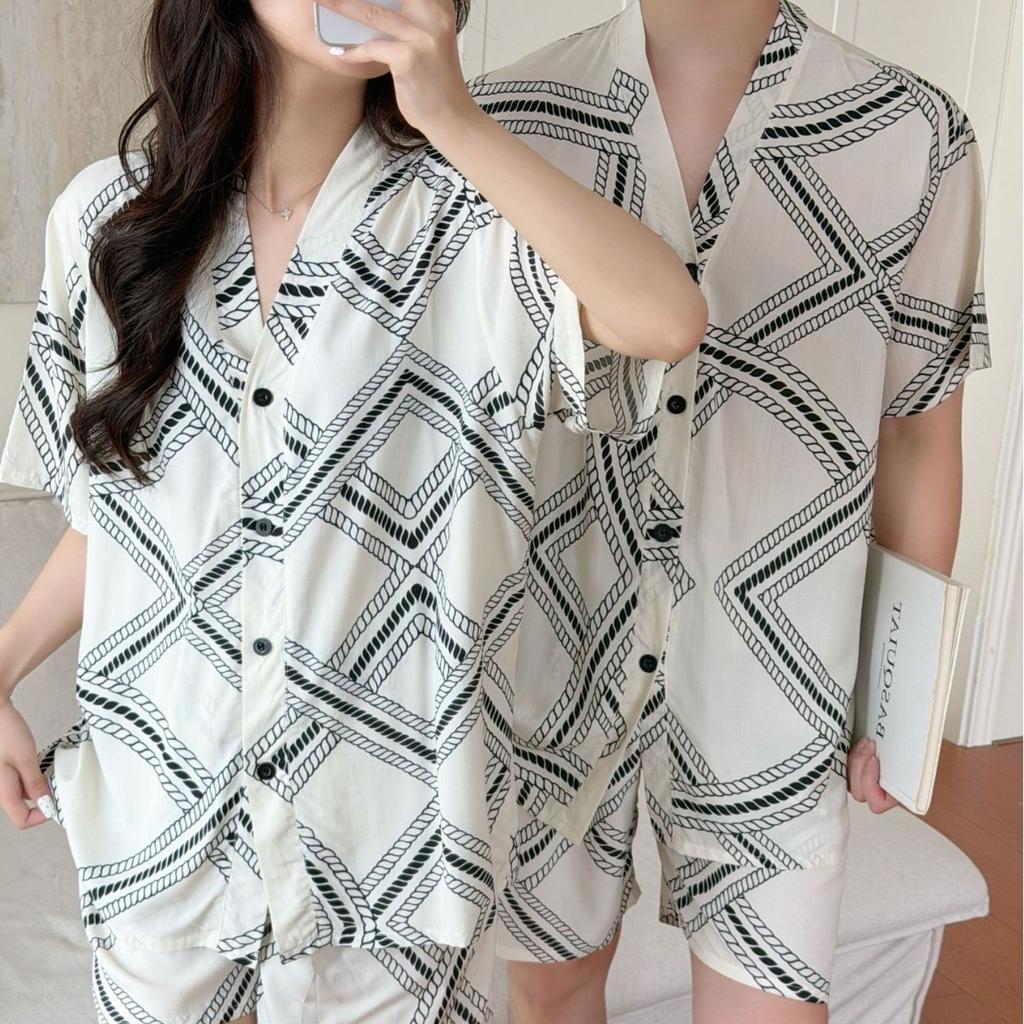 New Artificial Cotton and Silk Short-sleeved Shorts Summer Pajamas Women's Sweet Cardigan Casual Loungewear