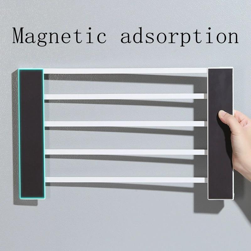 Magnetic Metal Washing Machine Side Shelf Space-Saving Folding Clothes Rack No Punching Temporary Rack Simple Bathroom Shelf