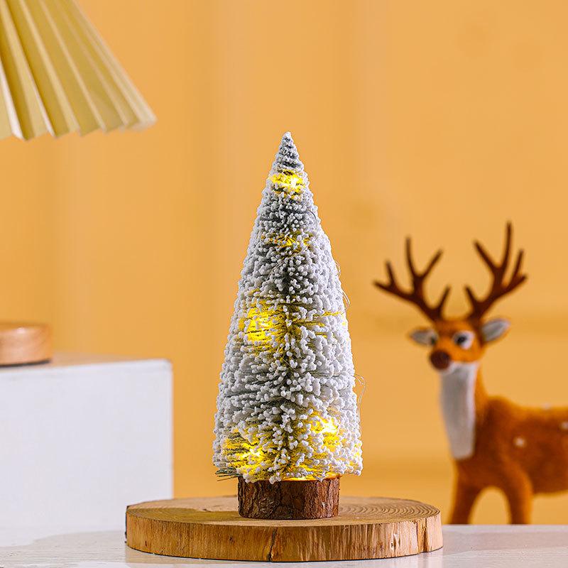 Mini Snowy Cedar Christmas Tree Desktop Ornament – Flocked Decoration Gift