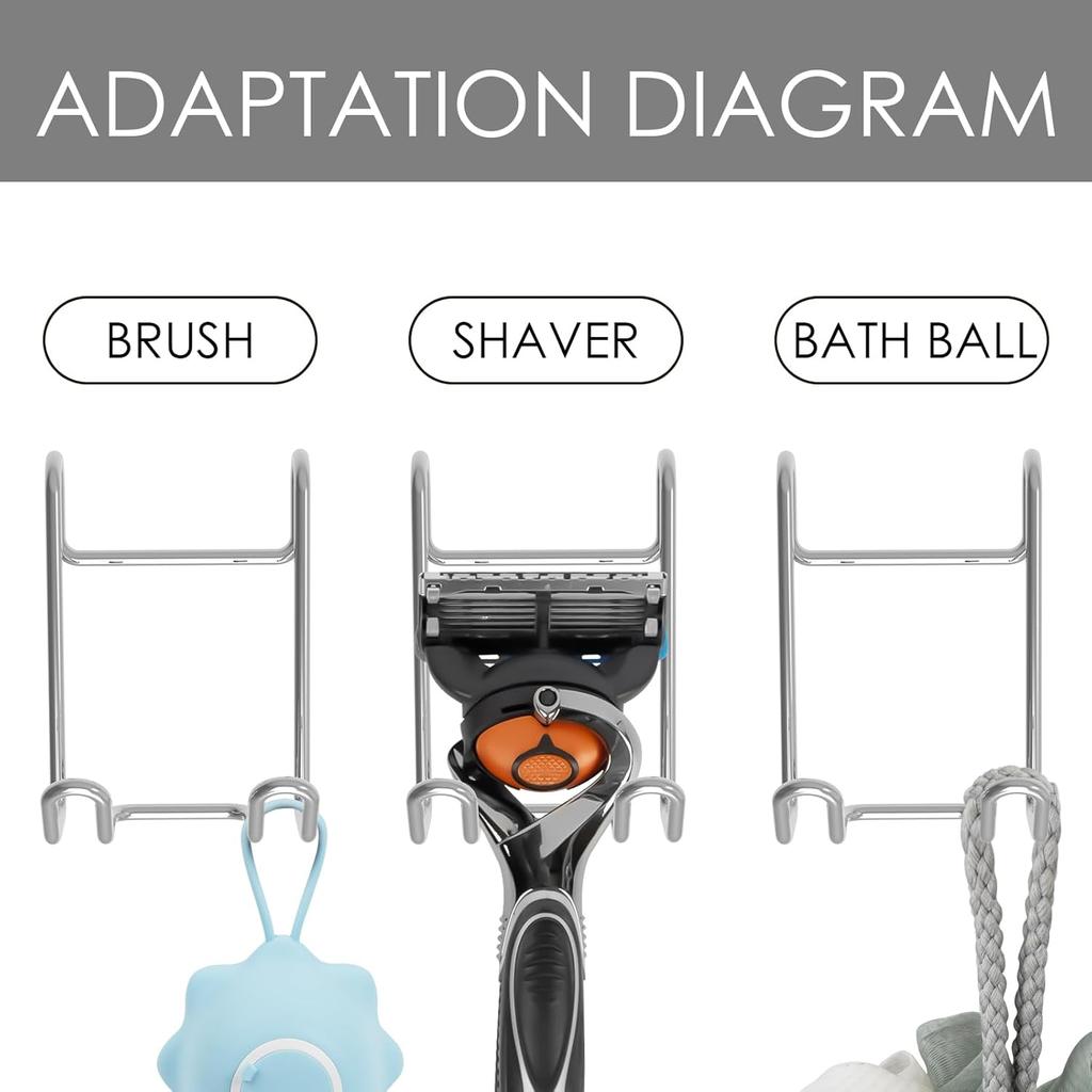 Linkidea Shower Caddy Shelf Hooks, Stainless Steel Hangers for Wall Mounted Shower Room Basket Attachment, Organize Loofah, Razor, Body Brush,