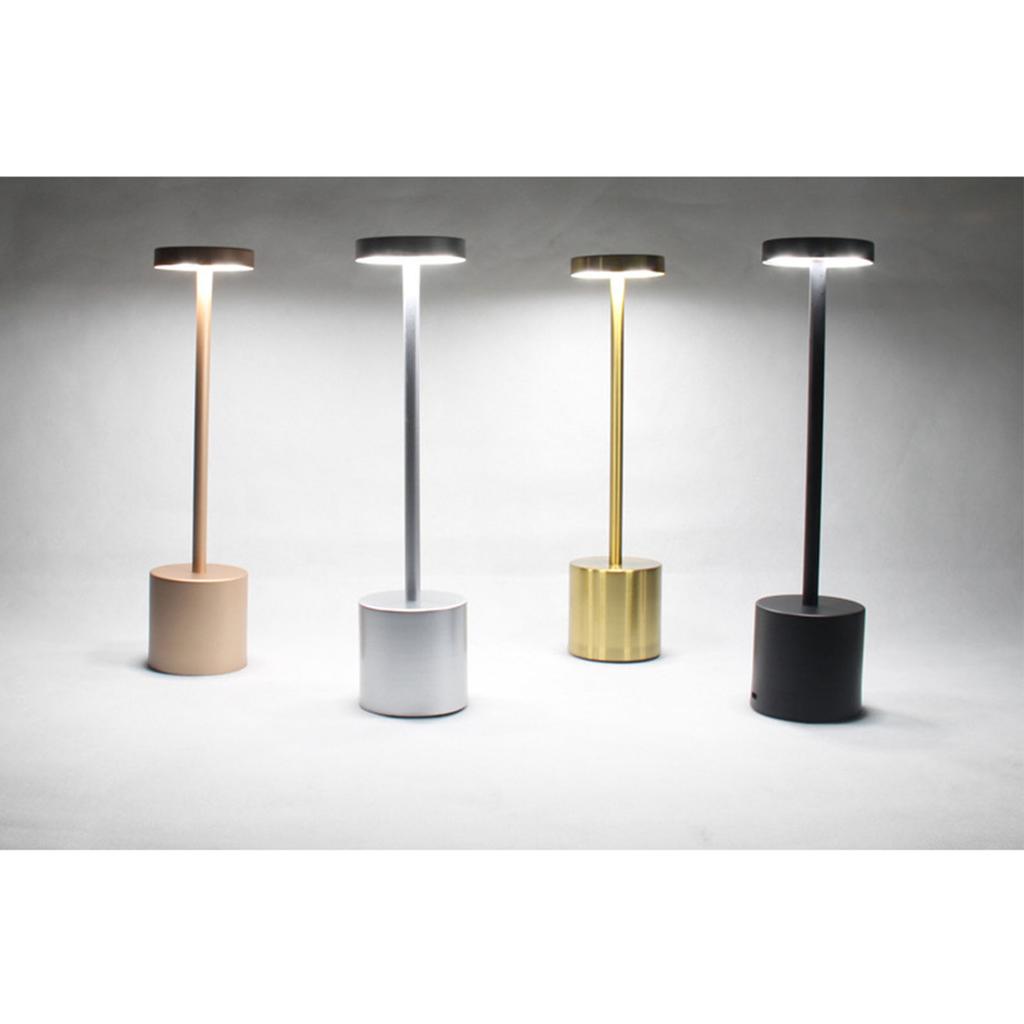 3 Colors I Shape Table Lamp Stepless Dimming LED Eye Protection Bedside Bar Desk Light for Ambiance Silver