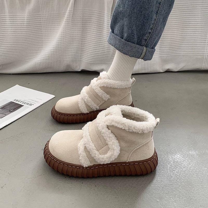 

Vintage Plush Warm Snow Boots Fashion Versatile Casual Plush Boots Autumn and Winter Cold Self-adhesive Shoes platform shoes 40 білий