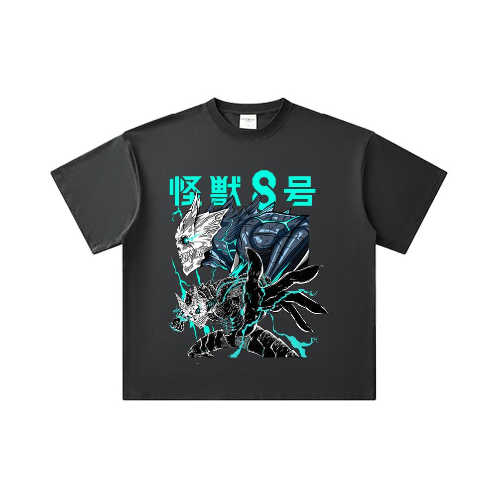 260 GSM Double Yarn 32 Count 100% Cotton Kaiju No 8 V4 Print Unisex Heavy Cotton T Shirt