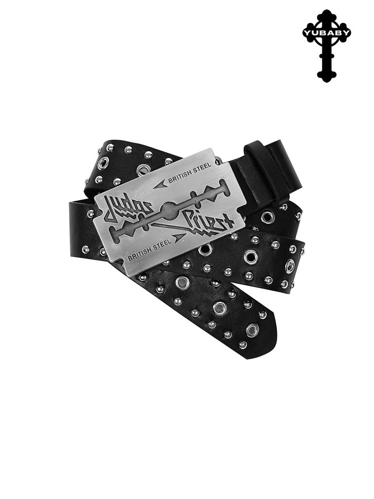 4.5cm Width Rivet Punk Rock Pu Leather Belt Man Woman Hip Hop Vintage Black Red Leather Waist Belt Y2k