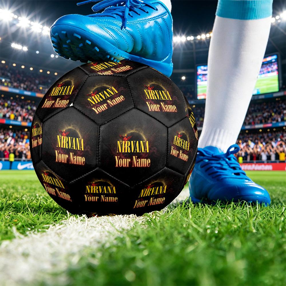 Nirvana Size 5 Football, Custom Name Text Personalized Soccer Ball Sport Training Gift