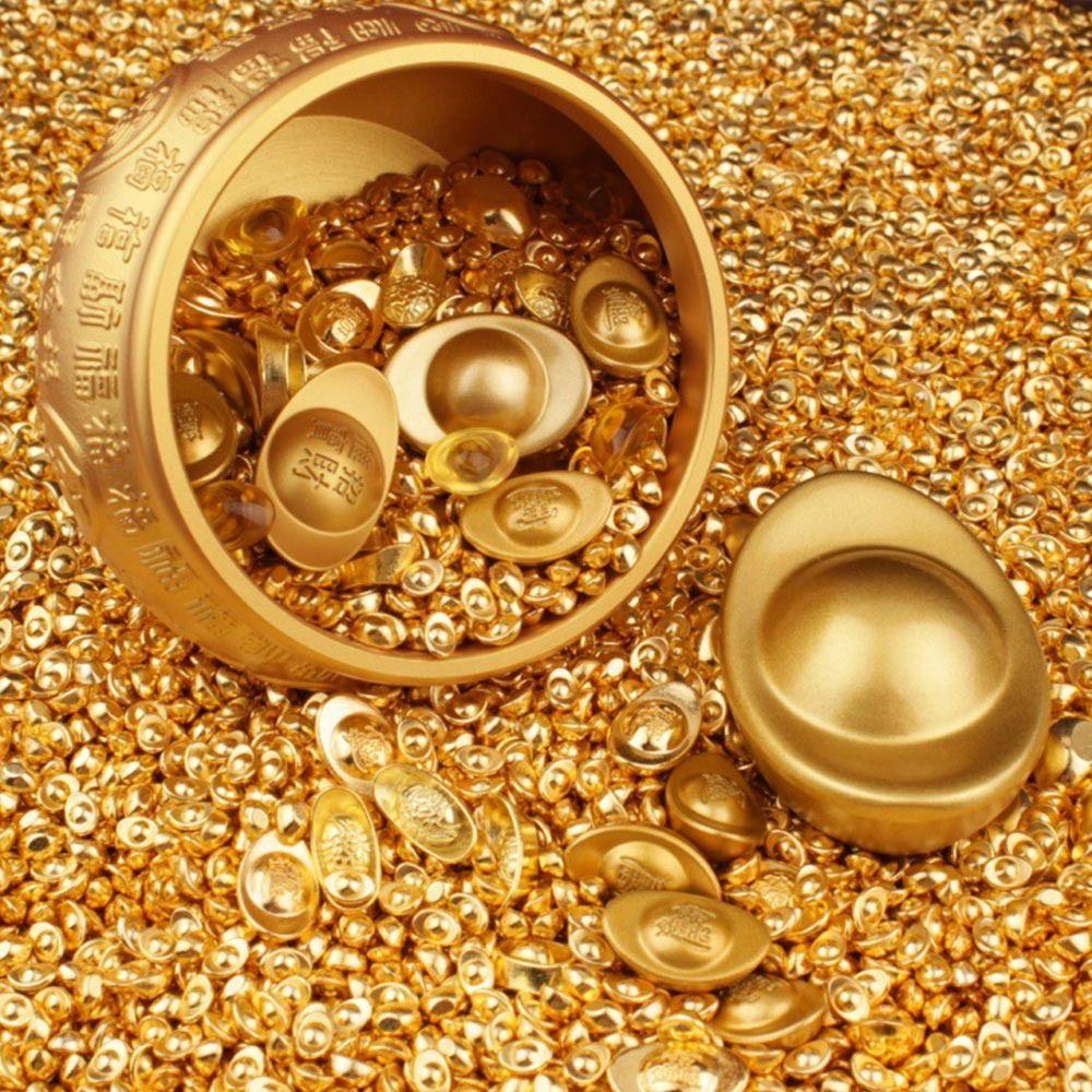 100PCS Gold Mini Gold Dollars Luck Charms Attract Wealth Chinese Feng Shui Ornaments Photo Props Handicrafts