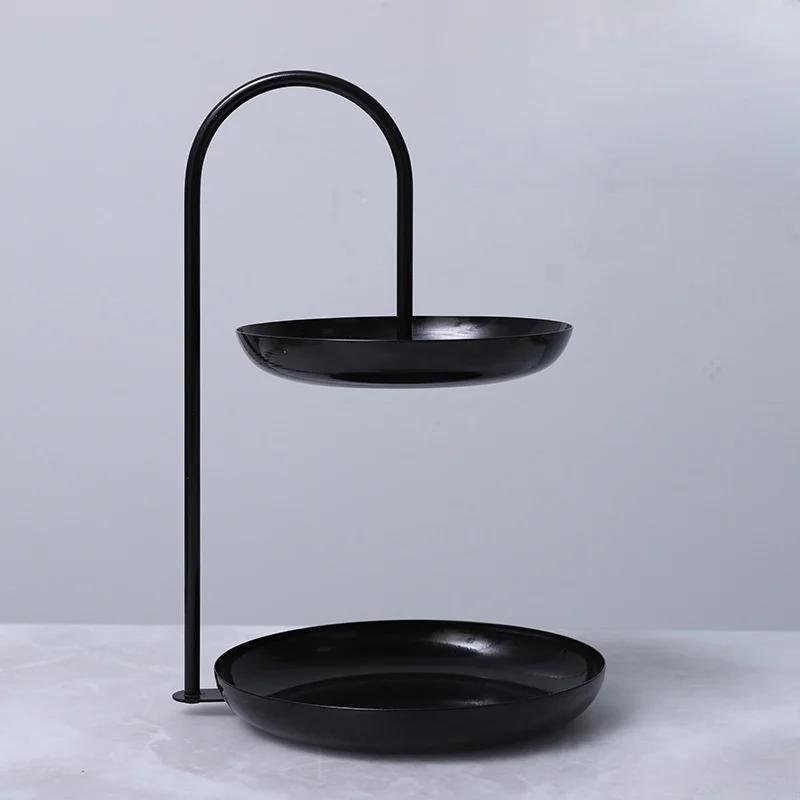 

2-х уровневая корзина для фруктов, бытовая легкая, роскошная металлическая подставка для фруктов, поднос, индивидуальность, креативность, железное искусство, нежная корзина для фруктов чёрный