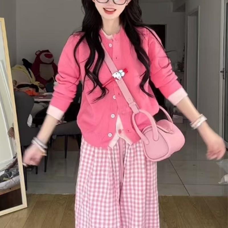 Knit Cardigan Women Round Neck Coat Top Sweater Spring Womenswear Knitwear