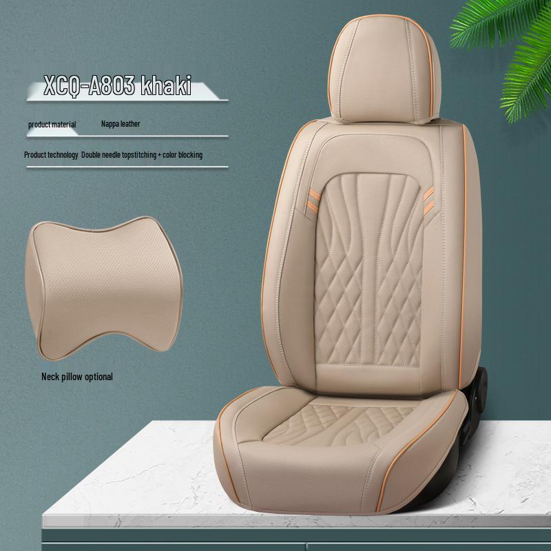 All-Season Nappa Leather Car Seat Cushion - Breathable, Perforated Universal Cover
