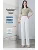 Women's Summer High-Waist White Ice Silk Straight Pants