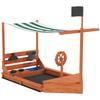 Sandbox with Sun Canopy, Pirate Ship, Incl. Children's Kitchen Play Set, Solid Wood, 180 X 103 X 144.5 Cm, Green