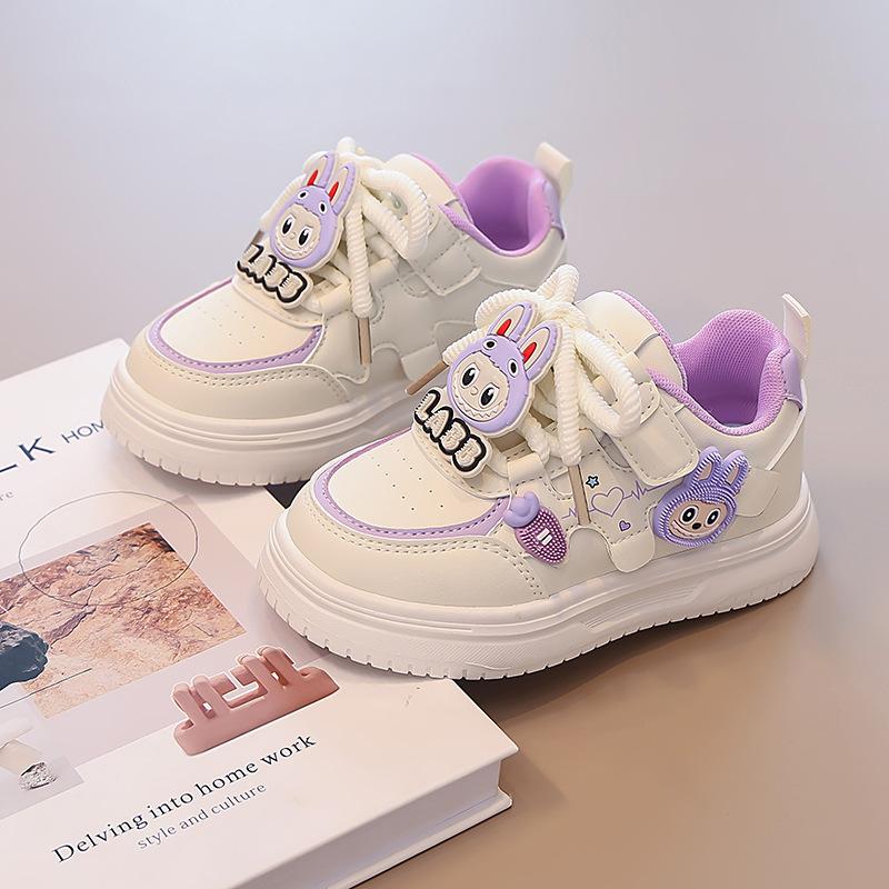 Girls' Cartoon Soft-soled Sports Shoes Fashionable and Versatile Breathable White Shoes