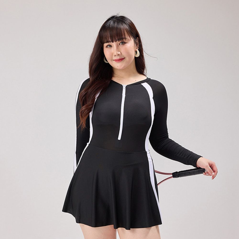 Anti-exposure Women's Long Sleeve Swimsuit Elastic Sports Training Swimsuit  Student