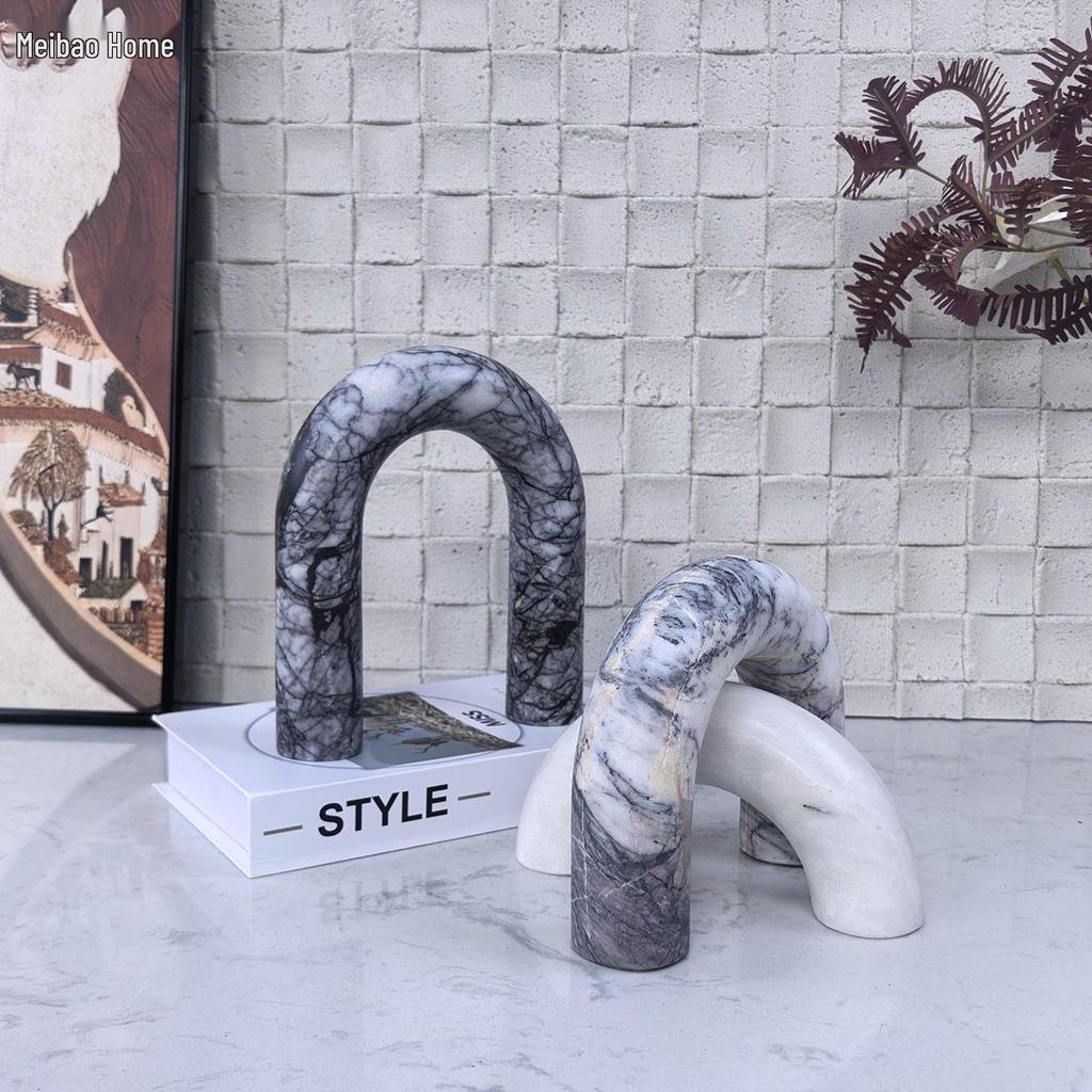 Elegant Wabi-Sabi Marble Ornament for Living Room Console Table Décor
