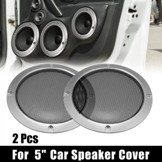 2pcs for 6  Car Speaker Grille Cover Trim Round Subwoofer Grille Silver Tone