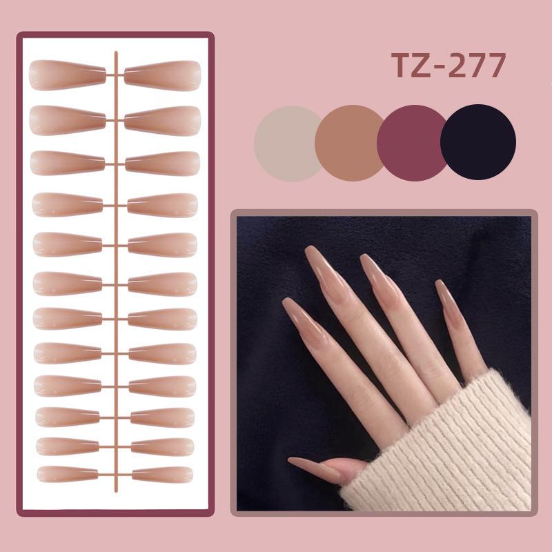 24Pcs Pink Matte French Leopard Square Coffin Press On Nails Artificial Acrylic Fake Nails For Women