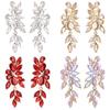 Luxe Alloy Flower Drop Earrings For Women With Sparkling Diamonds And Fashion Style