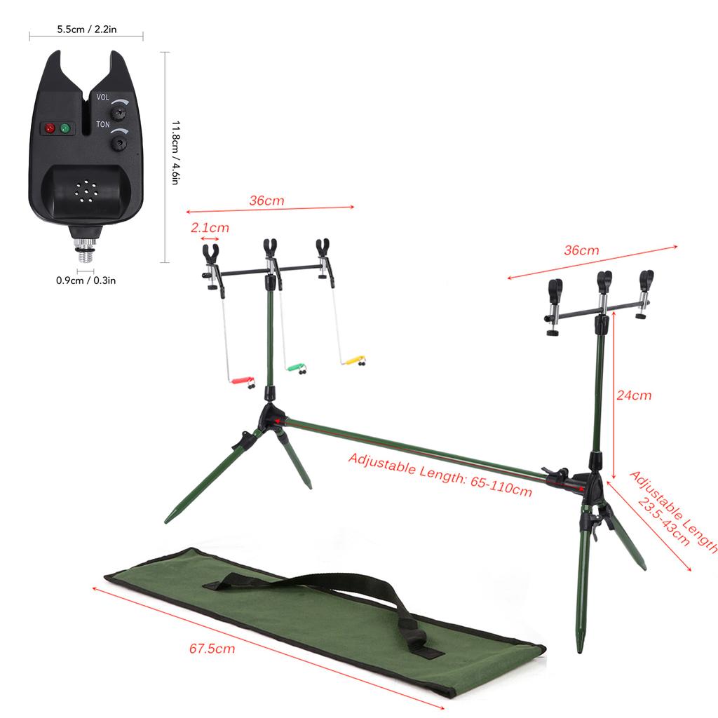 Adjustable Retractable Carp Fishing Rod Pod Stand Holder Fishing Pole Pod Stand Fishing Tackle Fishing Accessory With Alarm