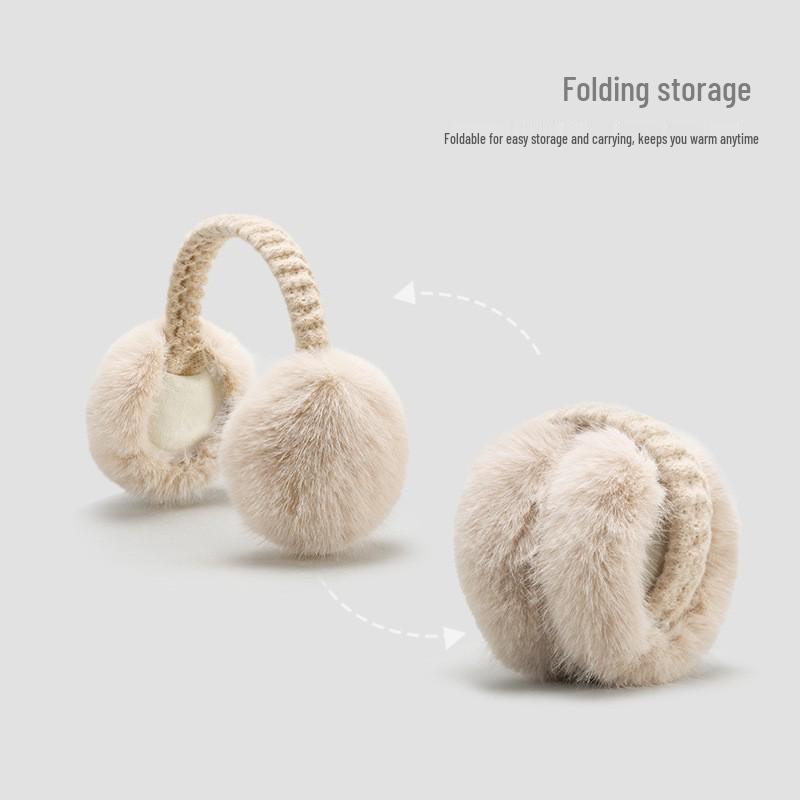 Women's Foldable Cute Plush Winter Ear Muffs - Warm, Windproof Ear Covers & Protection