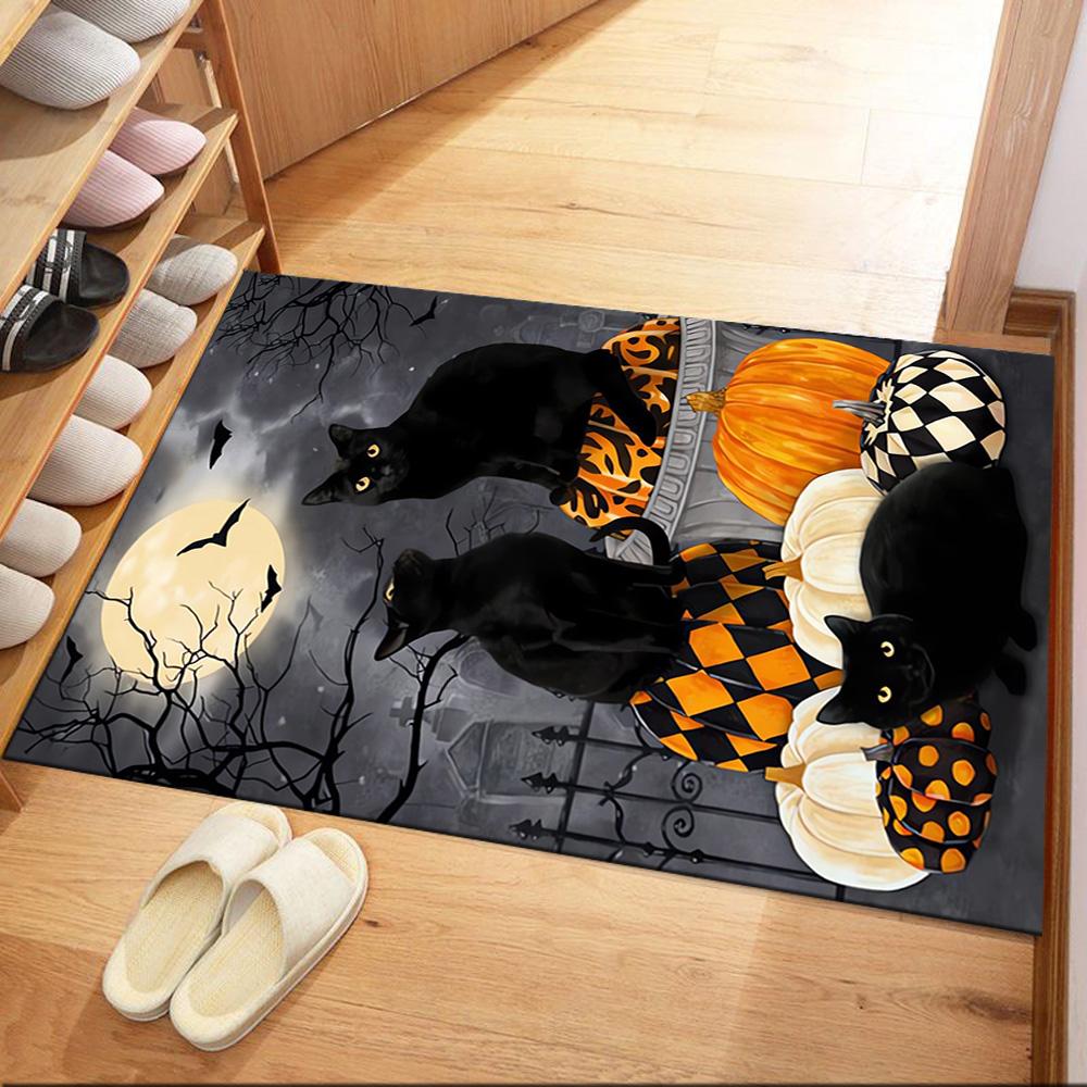 Sugar Skull Pumpkin Art Floor Mats for Living Room, Bedroom and Room Decoration Are Suitable for Gifts.