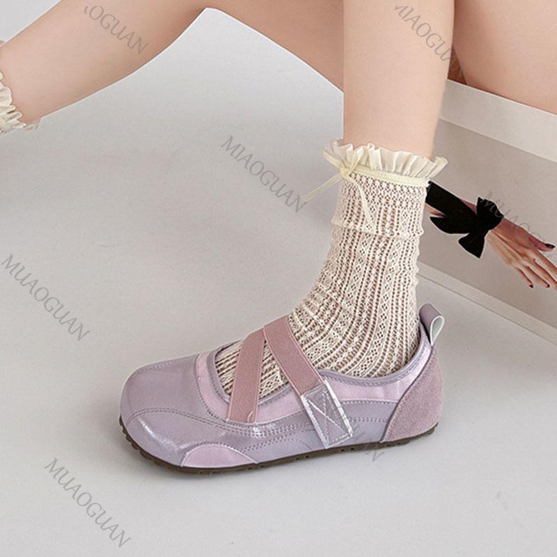 Fashion Summer Fashion Ballet Style Single Shoes Girls Shallow Mouth Round Toe Casual Flats Fashion Cross Tied Comfortable Flat Shoes
