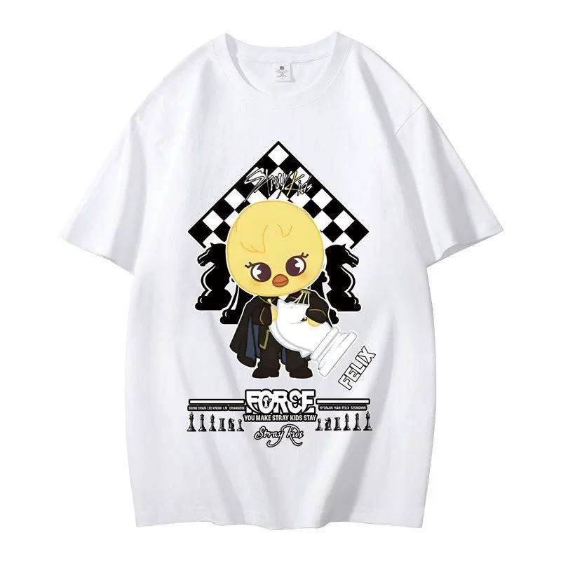 Divertente Maglietta Kpop Stray Cartone Animato Fresca da Uomo Girocollo Casual Unisex Streetwear Moda Anime Maglietta Camisetas Ropa Hombre