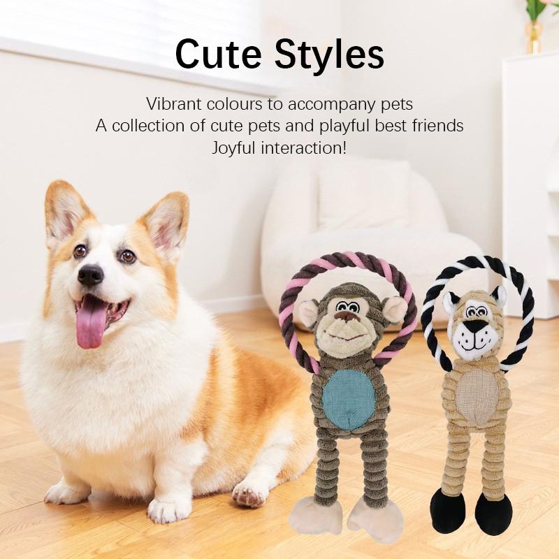 Pet Vocal Chewing Knot Rope Monkey Lion Elephant Plush Toys Dog Grinding Cleaning Cotton Rope Soft Not Hurt Teeth Pet Supplies