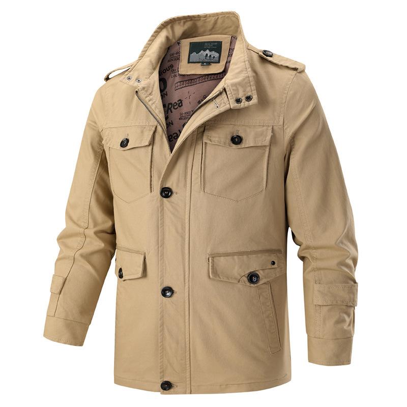 Spring and Autumn Men's Thermal Jacket Middle-aged and Young Cotton Casual Loose Jacket Zipper Flight Jacket