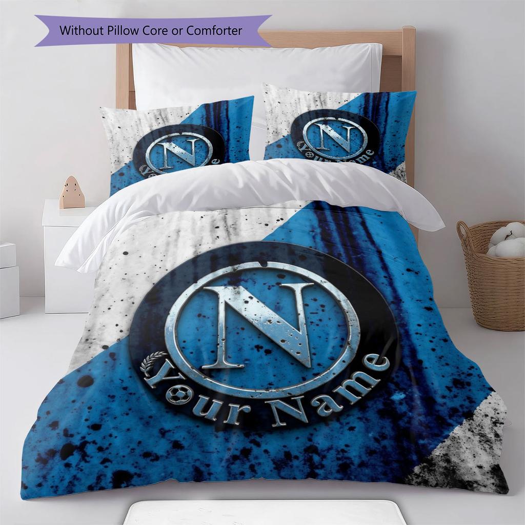 SSC Napoli Custom Name Pattern Bedding,Quilt Set Quilt Cover Pillowcase Home Birthday Gift(1 * duvet cover + 2 * pillowcase, without core)
