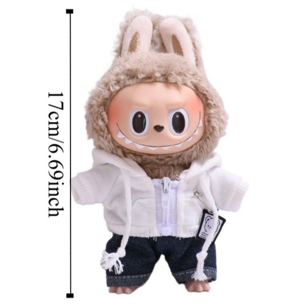 Dark Blue Jeans Sitting Labubu Doll Clothes Cute Bear Mini Cotton Doll's Clothes  Baby Pendant
