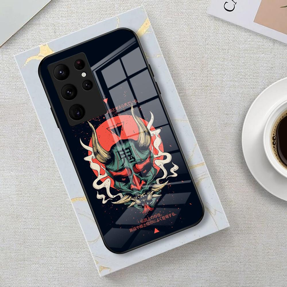 Japan Ghost Samurai Phone Case For Samsung S25 Edge Ultra 23 22 21 20 Ultra Plus S24 Fe A54 53 25 Glass Cover Samsung S24