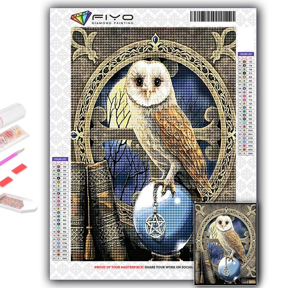 Gör-det-själv 5D Diamantmålning Djuruggla Korsstygnskit Full Drill Broderi Mosaikkonst Bild av Rhinestones Present