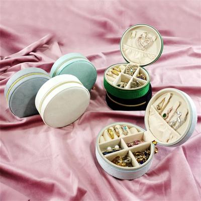 New Round Flannelette Jewelry Storage Box Portable Travel Jewelry Box Ring Earrings Bracelet Necklace Multi-functional Organizer