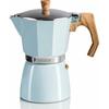 Cafetière Moka Italienne - HAEGER - Modèle 6 Tasses - Couleur Bleu - Arrêt Automatique - Programmable