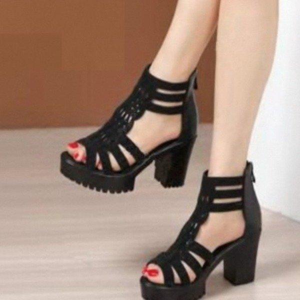 Sandals women's thick heel new non-slip fish mouth medium and high heel women's shoes women's soft-soled open-toe height-increasing cool boots