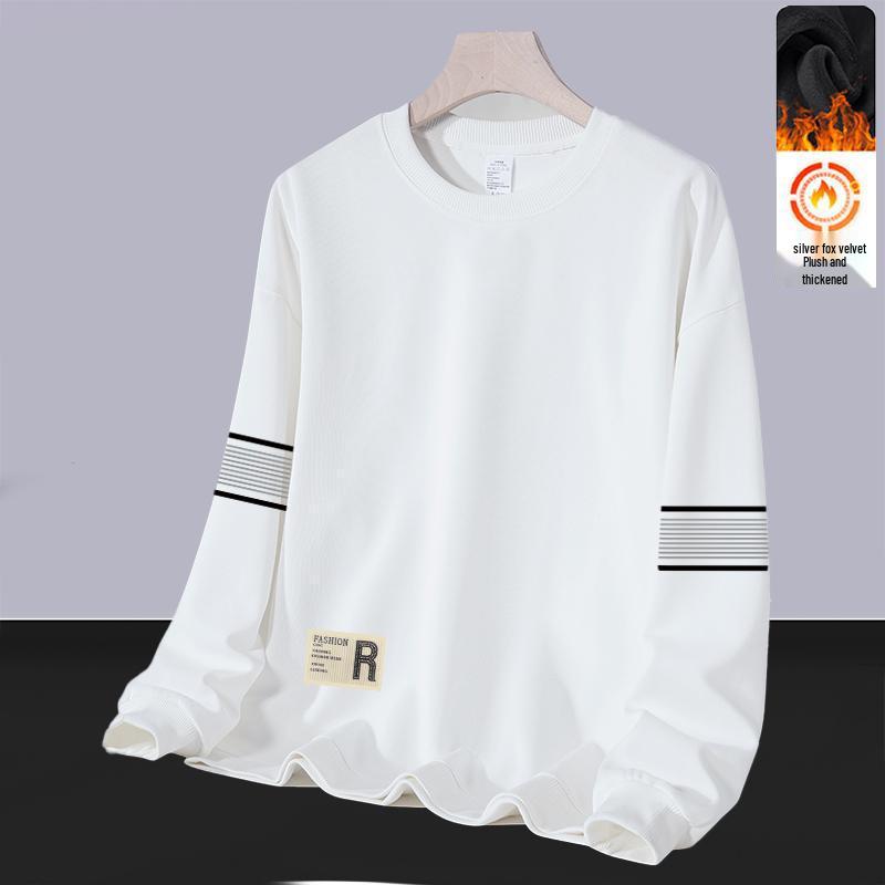 Herren Hoodie mit Rundhalsausschnitt und Plus Samt: Lässiger lockerer Schnitt, Warme Langarm-Oberbekleidung für Herbst und Winter. Vielseitige Basisschicht.