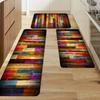 VIKAMA Colorful Rainbow Geometric Striped Carpet for Living Room Washable Non-Slip Area Rug for Kitchen Laundry Room Home Decor