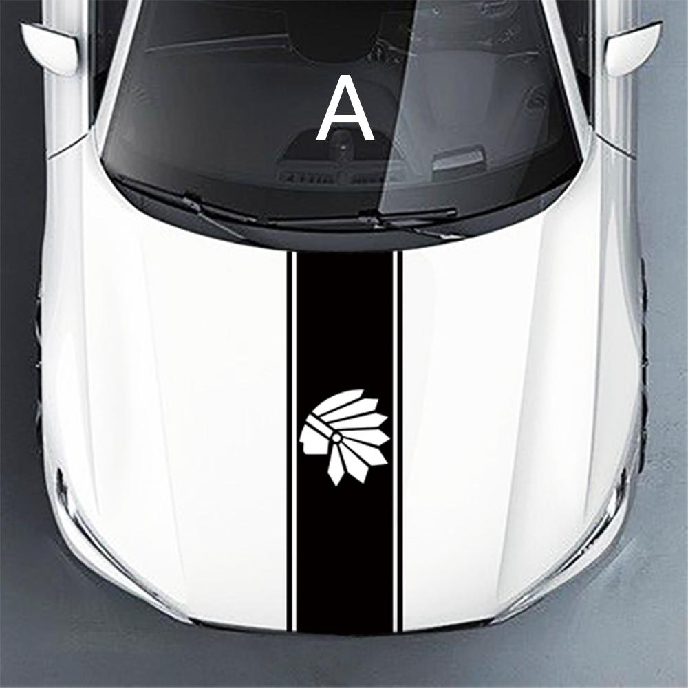 Car Hood Stripe Stickers Racing Style Sticker  Universal Auto Modified Accessories Decor Decals Auto Accessories Glossy Black
