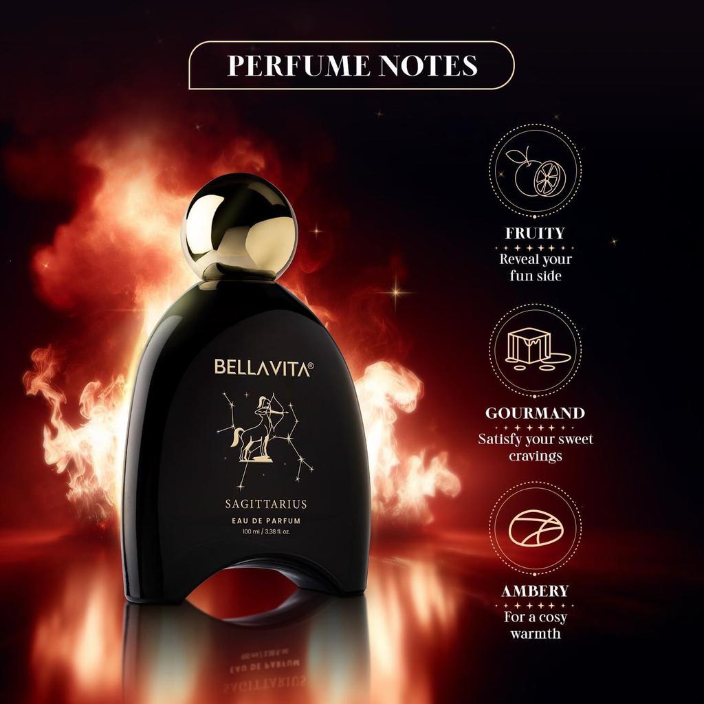 BELLAVITA Zodiac Collection Sagittarius | Long Lasting Perfume for Man and Woman | EDP 100ml | Saffron, Chocolate and Moss