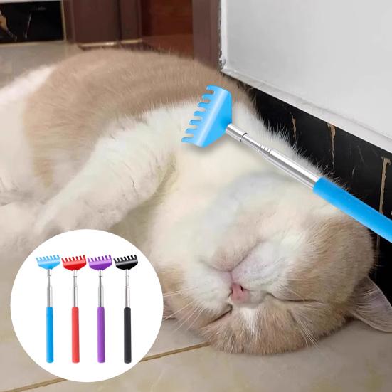 Retractable Back Scratcher Cat Teaser Wand 26" Extendable Head Back Legs Scratch Tool Interactive Toy for Playful Kitties