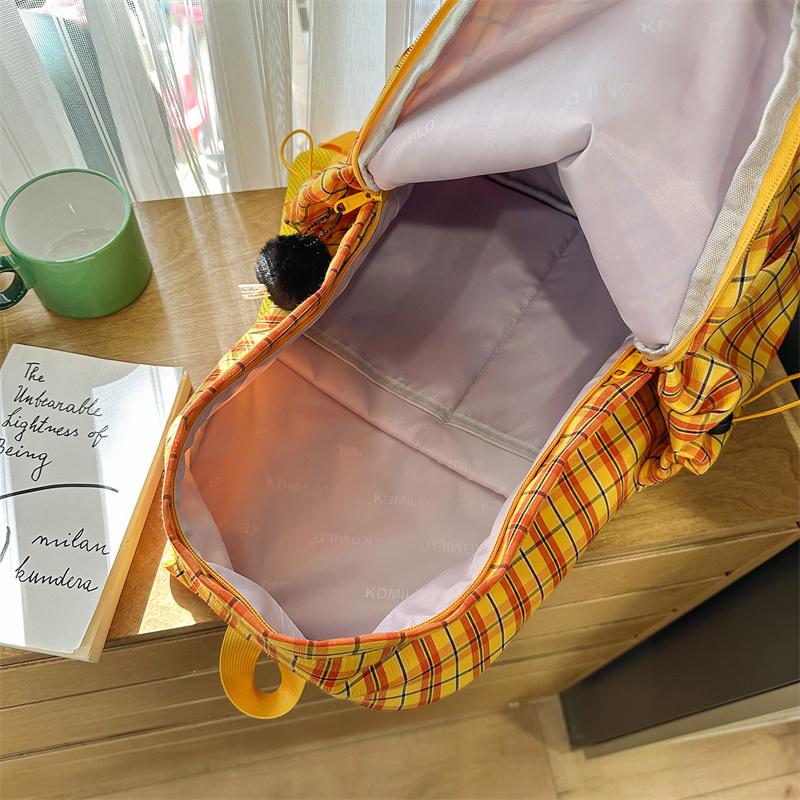 Plaid Print Schoolbag Women's Lightweight Backpack