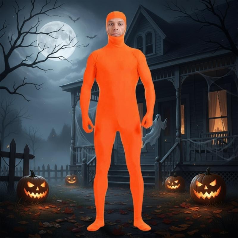 Stealthy Full Body Suit With Face Opening High Elasticity Spandex For Halloween Stage Performances Role Play Photography
