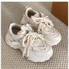 Fashion Platform Women's Sneakers 2025 Spring Autumn Lace-Up Thick Bottom Vulcanize Shoes Woman Mesh Breathable Sports Shoes Ladies