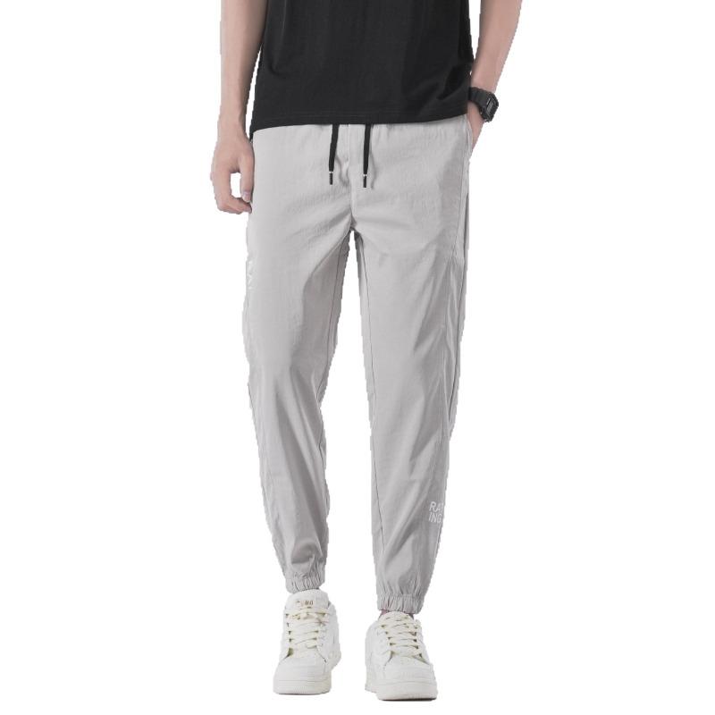 Summer New Cool Ice Silk Casual Trousers Boys Loose Men's Sports Tied Feet Youth Sweatpants Tide