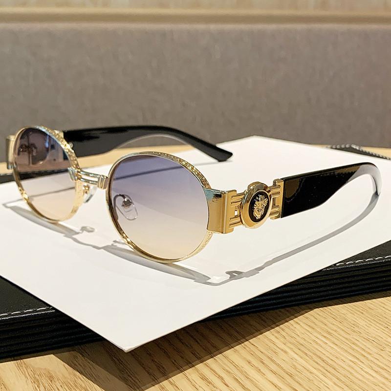 Elliptical Metal Sunglasses For Men And Women With Uv400 Protection For Fashion Sun Protection