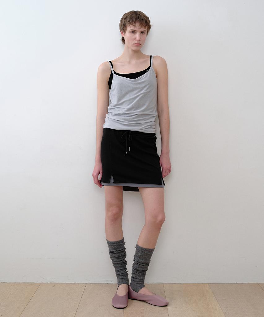 Simeteuligpeosenteu Knitlike Layered Mini Skirt / Black
